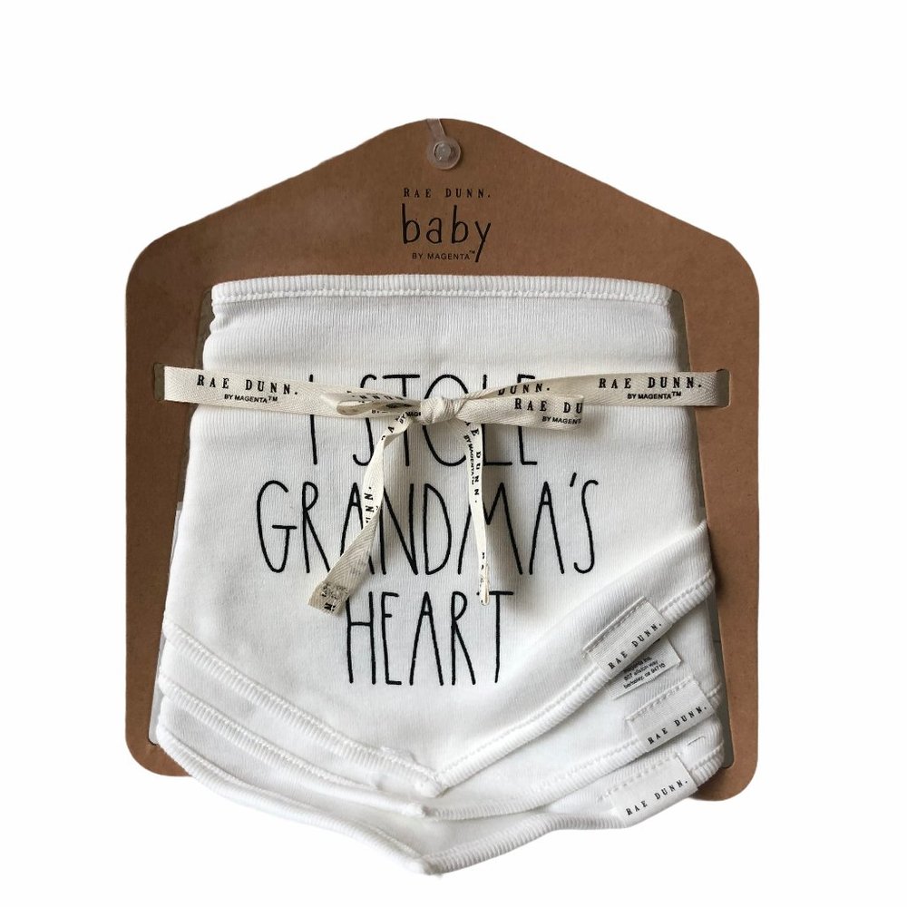 Rae Dunn "I stole grandma's heart" Baby Bib 3 Set